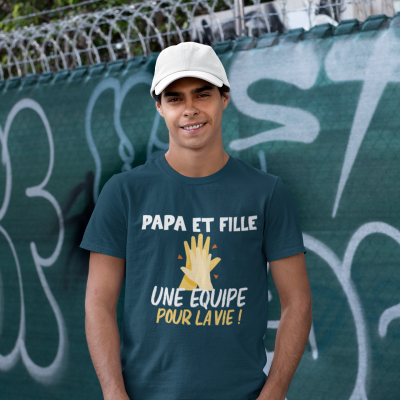 Achat T shirt papa et fille une quipe pour la vie pour Homme